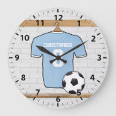 Customizable Soccer Shirt Sky Blue and White Grote Klok (Voorkant)