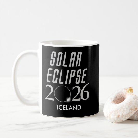 Customizable Solar Eclipse 2026 Iceland Mug Koffiemok (Met donut)