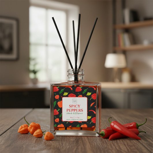 Customizable Spicy Peppers Reed Diffuser Label