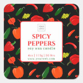 Customizable Spicy Peppers Soy Wax Candle Label (Voorkant)