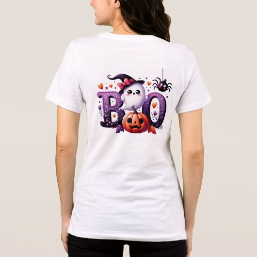Customizable Spooky Ghost Cats Tee Tri-Blend Shirt (Achterkant)