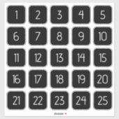 Customizable Square Number Stickers White on Black (Vel)