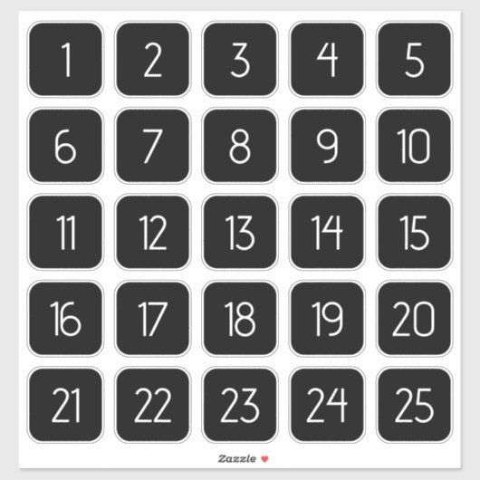 Customizable Square Number Stickers White on Black (Vel)