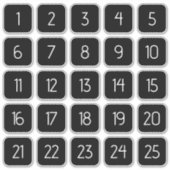 Customizable Square Number Stickers White on Black (Voorkant)
