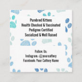 Customizable Square Pet Breeder Business Card Vierkante Visitekaartje (Achterkant)