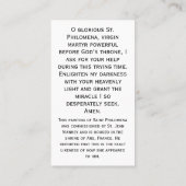 Customizable St. Philomena Prayer Card Contactkaartje (Achterkant)
