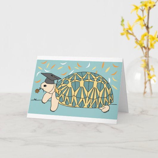 Customizable Star Tortoise Graduation Card 2 Kaart (Gele Bloem)
