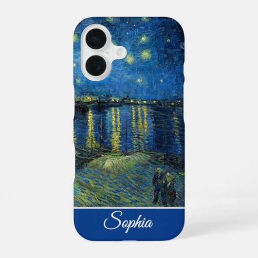 Customizable Starry Night Over the Rhone, Van Gogh iPhone 16 Hoesje (Achterkant)