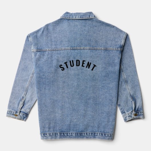 Customizable STUDENT Text Statement Denim Jacket (Achterkant)