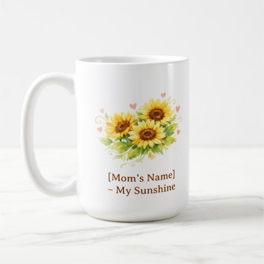 Customizable Sunflower Heart Mother’s Day Mug Koffiemok (Links)