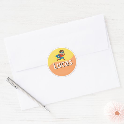 Customizable Superhero Kids Name Sticker (Envelop)