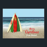 Customizable Surfboards on Beach Christmas Feestdagenkaart<br><div class="desc">A flat foliday card featuring some bright and colorful surfboards stacked like a Christmas tree on the beach with a starfish on top and the ocean behind it. All the text on the card front and back is customizable so you can add the foliday greeting you want, change the verse...</div>