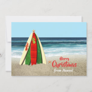 Customizable Surfboards on Beach Christmas Feestdagenkaart
