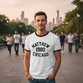 Customizable T-Shirt with Name, Birthdate, and Cit