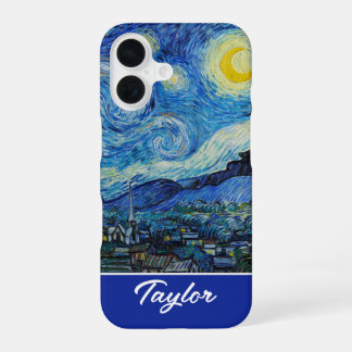 Customizable The Starry Night by Van Gogh iPhone 16 Hoesje