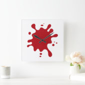 Customizable Tomato Red Splatter Wall Clock Vierkante Klok (Huis)