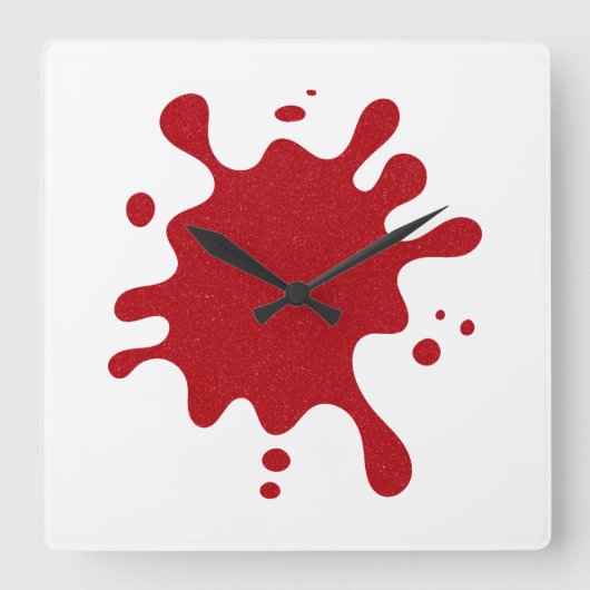 Customizable Tomato Red Splatter Wall Clock Vierkante Klok (Voorkant)