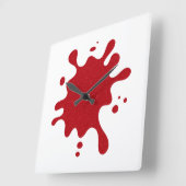 Customizable Tomato Red Splatter Wall Clock Vierkante Klok (Hoek)