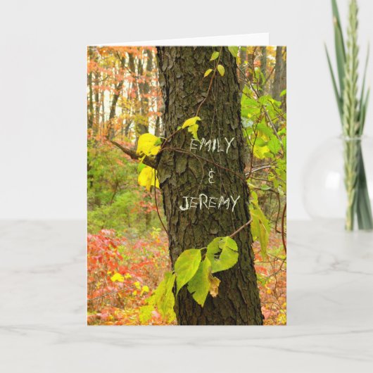 CUSTOMIZABLE//TREE MET "GESNEDEN" BLADEREN KAART (Voorkant)