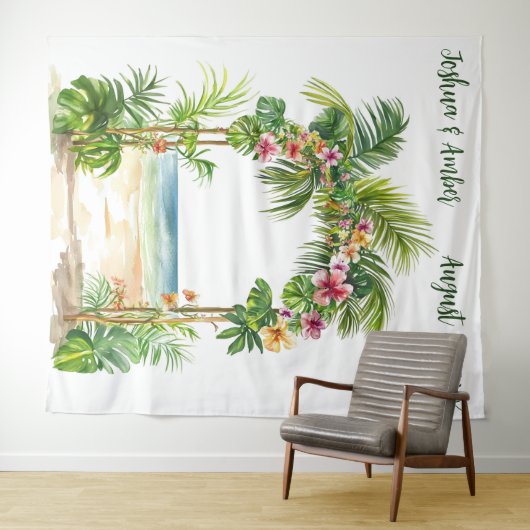 Customizable Tropical Beach Arch Wedding Backdrop Wandkleed (In Situ (horizontaal))