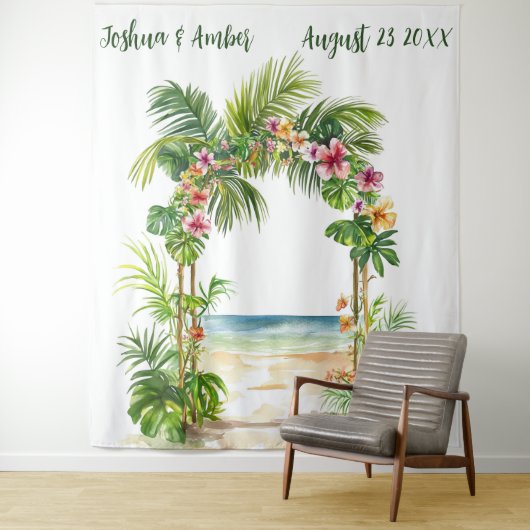 Customizable Tropical Beach Arch Wedding Backdrop Wandkleed (In situ)