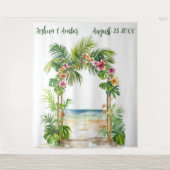 Customizable Tropical Beach Arch Wedding Backdrop Wandkleed (Voorkant)
