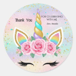 Customizable Unicorn Birthday Party Favor Sticker