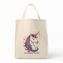 Customizable Unicorn Tote Bag with Pastel Colors 