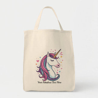 Customizable Unicorn Tote Bag with Pastel Colors 