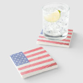 Customizable USA American Flag Marble Coaster Set  Stenen Onderzetter (Zijkant)