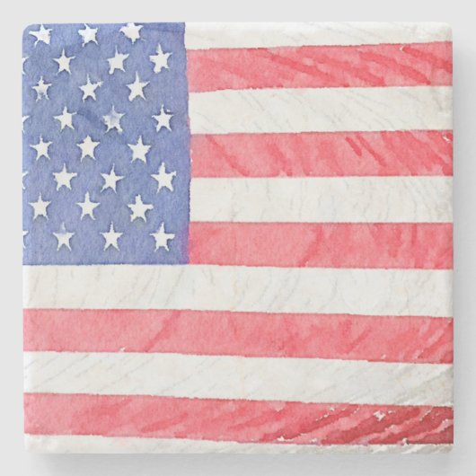 Customizable USA American Flag Marble Coaster Set  Stenen Onderzetter (Voorkant)