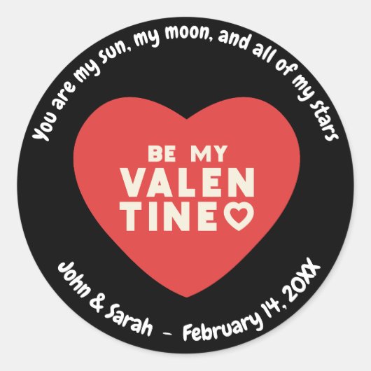 Customizable Valentine's Day Heart Ronde Sticker (Voorkant)