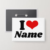 Customizable Valentines Day I love Heart Custom Button (Voorkant / Achterkant)