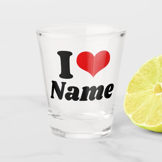 Customizable Valentines Day I love Heart Custom Shot Glas (Voorkant)
