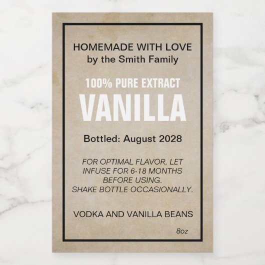 Customizable Vanilla Extract Label ZVE_07b Wijn Etiket (Enkel label)