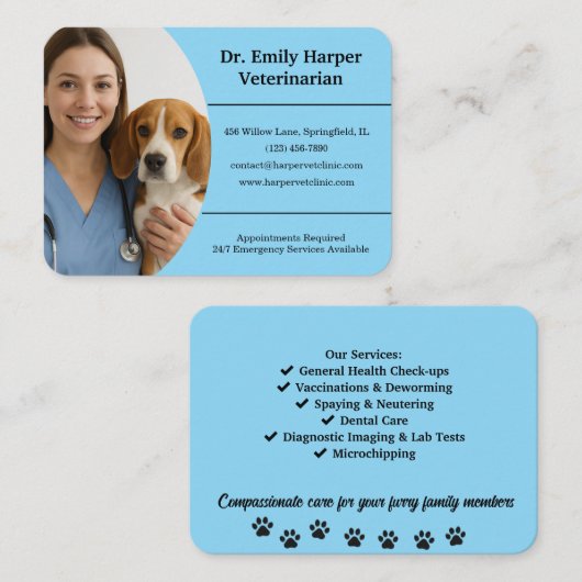 Customizable Veterinarian Business Card  Visitekaartje (Voorkant / Achterkant)