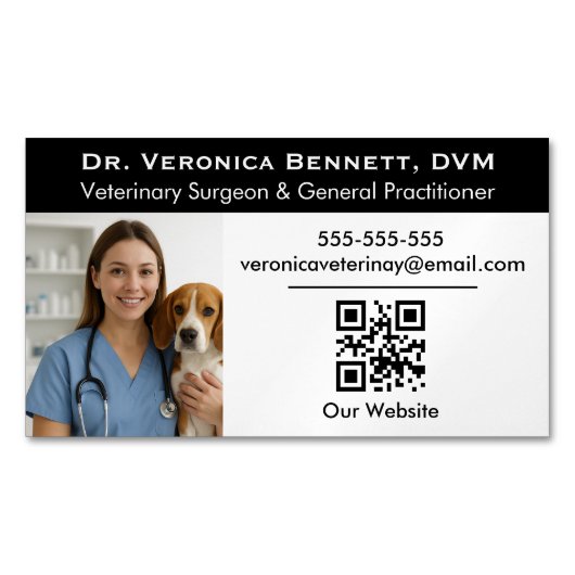 Customizable Veterinary Professional Photo  Magnetisch Visitekaartje (Voorkant)