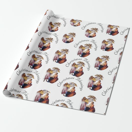 Customizable Vintage Nativity Cadeaupapier (Uitgerold)