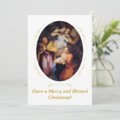 Customizable Vintage Nativity Christmas Feestdagenkaart (Staand voorkant)