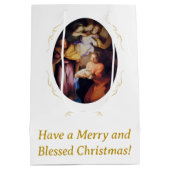 Customizable Vintage Nativity Christmas Gift Bag Medium Cadeauzakje (Achterkant)