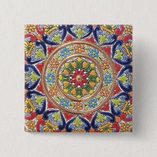 Customizable Vintage Spanish Tile Vierkante Button 5,1 Cm
