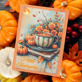 Customizable Vintage Style Thanksgiving Greeting Feestdagenkaart