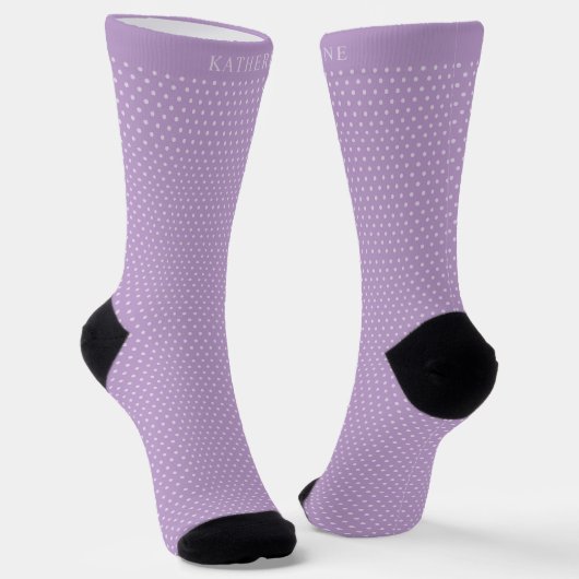 Customizable Violet Purple Polka Dot Sokken (Gebogen)