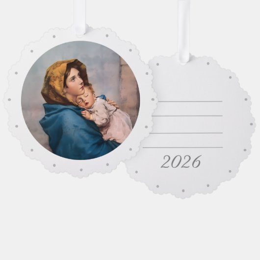 Customizable Virgin Mary Paper Ornament Card (Voorkant / Achterkant)