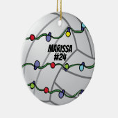 Customizable Volley Ball with Holiday Lights  Keramisch Ornament (Rechts)
