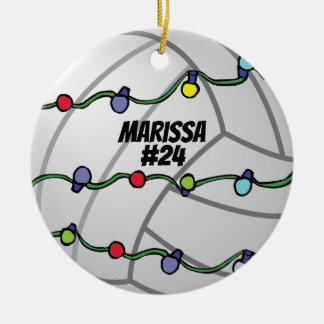 Customizable Volley Ball with Holiday Lights  Keramisch Ornament