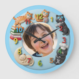 Customizable Wall Clock for Kids with Funny Cats Grote Klok