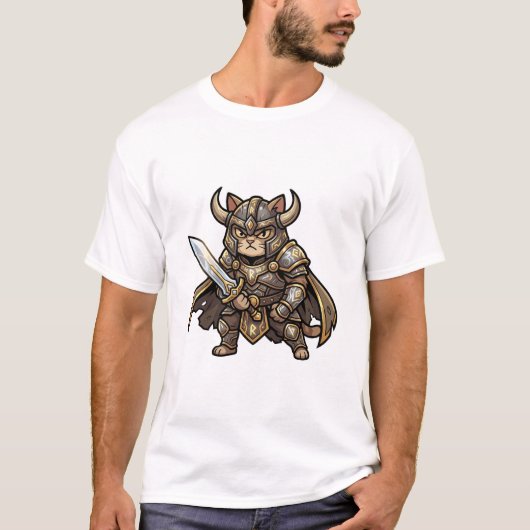 Customizable Warrior Cat Tee – Unique Bold Graphic T-shirt (Voorkant)