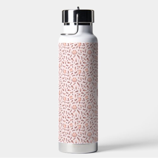 Customizable Water Bottle, Pink Floral Design Waterfles (Rechts)