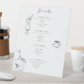 Customizable Wedding Drinks Menu Sign Reclamebord Met Voetstuk (Insitu)